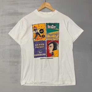 Vintage Nike Elvis Presley T Shirt White 1996 International 5K Run Medium